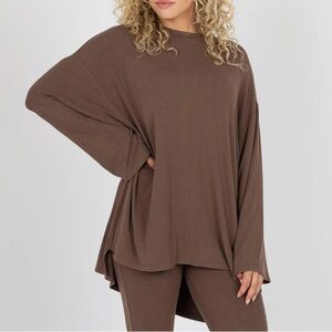 NWT FOXY KIND All Weekend Long Top in Espresso Size L/XL